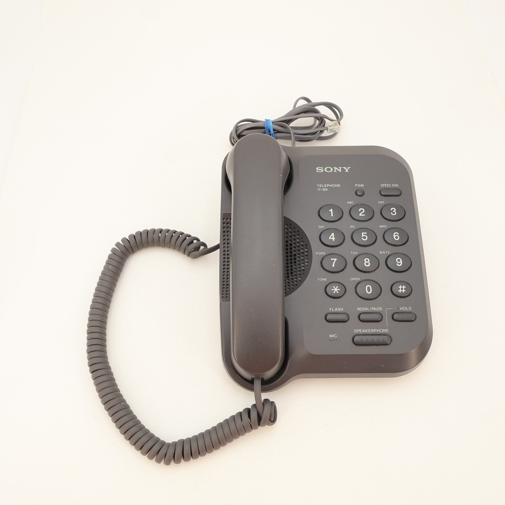 Sony IT-B9 Corded Landline Telephone with Speakerphone Gray Retro Desktop Phone